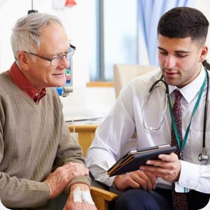cancer patient consulting an oncologist for first visit